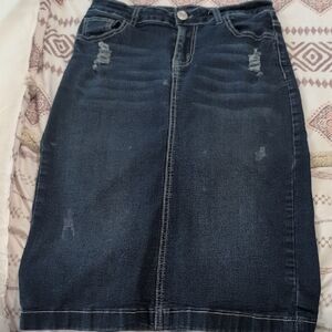 Dark Blue Denim Pencil Skirt